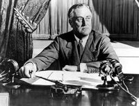 FDR prepares for a radio broadcast.